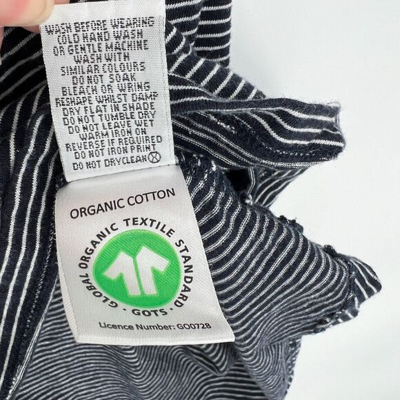 FOIL Organic Cotton Striped Top M High-Low Hem Minimalist Casual Costal Parisian - Picture 8 of 9